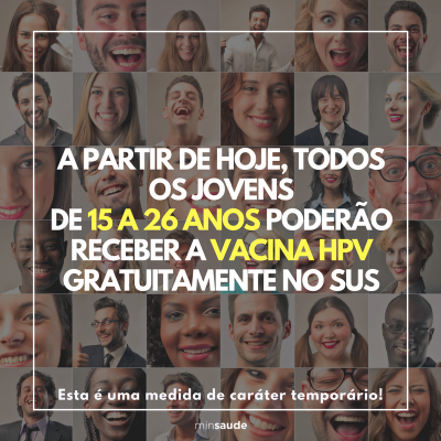 SAÚDE LIBERA VACINAS CONTRA HPV PARA IDADES DE 15 A 26 ANOS