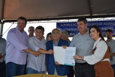 GOVERNADOR EDUARDO RIEDEL VISITA IGUATEMI PARA ASSINATURA DE ORDEM DE SERVIÇO E INAUGURAÇÃO DE OBRAS.