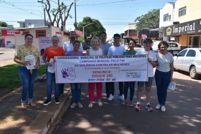 SECRETARIA SOCIAL REALIZA BLITZ EDUCATIVA EM ALUSÃO À CAMPANHA PELO FIM DA VIOLÊNCIA CONTRA A MULHER.