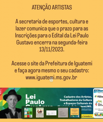 CADASTRO PARA A LEI PAULO GUSTAVO