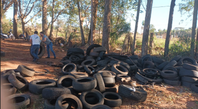 CONTROLE DE ENDEMIAS REALIZA COLETA DE 400 PNEUS USADOS PARA QUE POSSAM SER RECICLADOS.