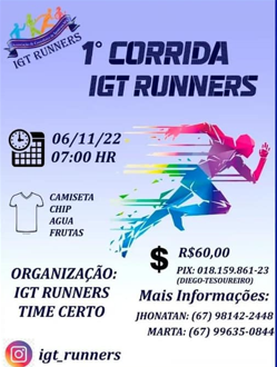 ASSOCIAÇÃO DE CORREDORES DE RUA RUNNERS DE IGUATEMI PROMOVERÁ CORRIDA PEDESTRE.