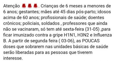 A SECRETARIA MUNICIPAL DE SAÚDE COMUNICA