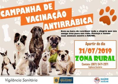 CAMPANHA DE VACINAÇÃO ANTIRRÁBICA ACONTECE NA ÁREA RURAL DO MUNICÍPIO.