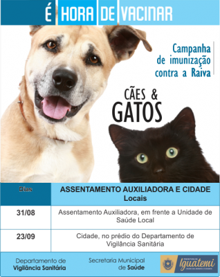 CALENDÁRIO DE VACINAÇÃO ANTIRRÁBICA 2017 NO ASSENTAMENTO AUXILIADORA E NA CIDADE É DIVULGADO