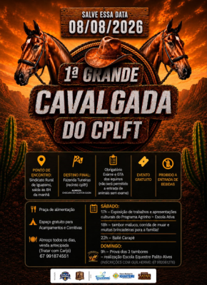 VEM AÍ 1ª GRANDE CAVALGADA DO CPLFT NO PRÓXIMO MÊS DE AGOSTO.  